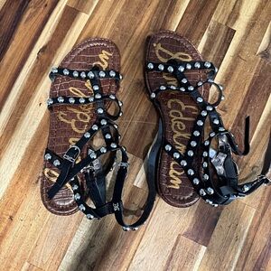 Sam Edelman Black Leather Studded Gladiator Sandals